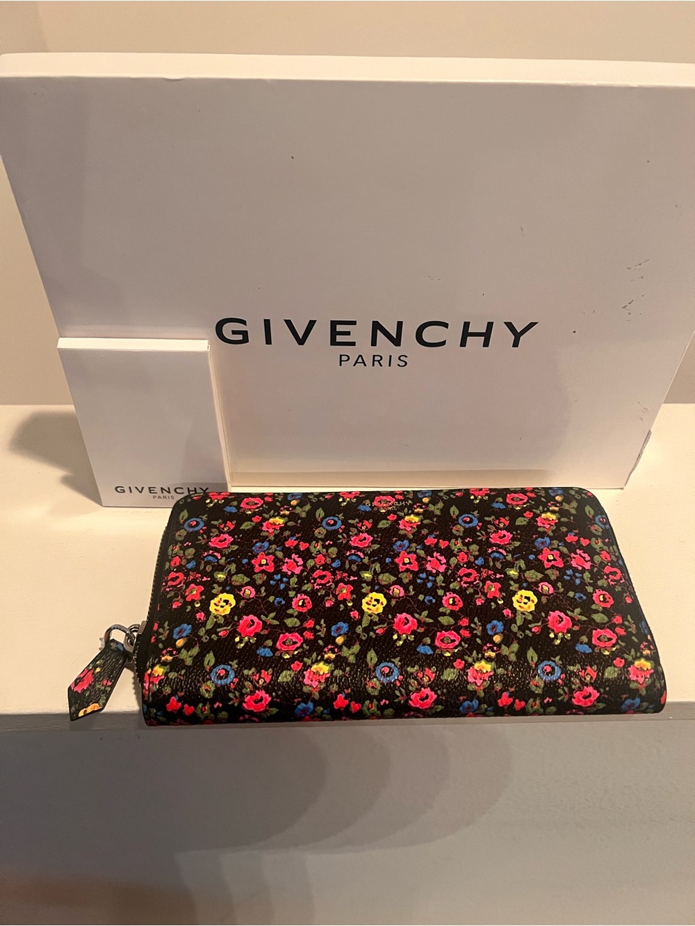 Givenchy Black Wallet with Multicolor Floral Print